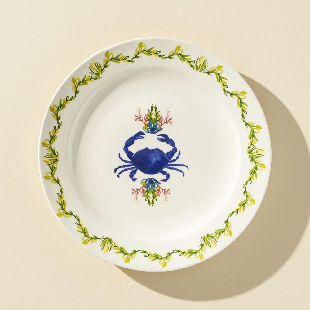 Anthropologie August Wren Crab Dinner Plate